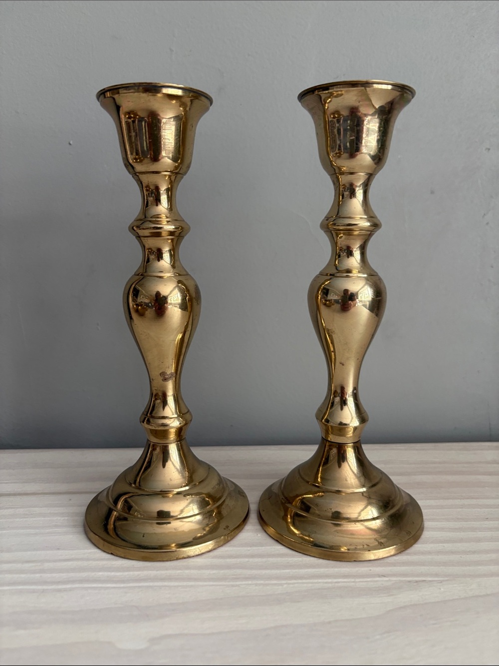 Vintage Hosley Solid Brass Candlestick Holder, Set of 2